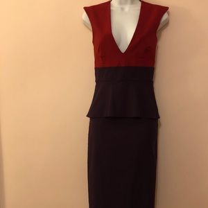 🔥SEXY🔥Red/purple deep-V peplum dress, 4